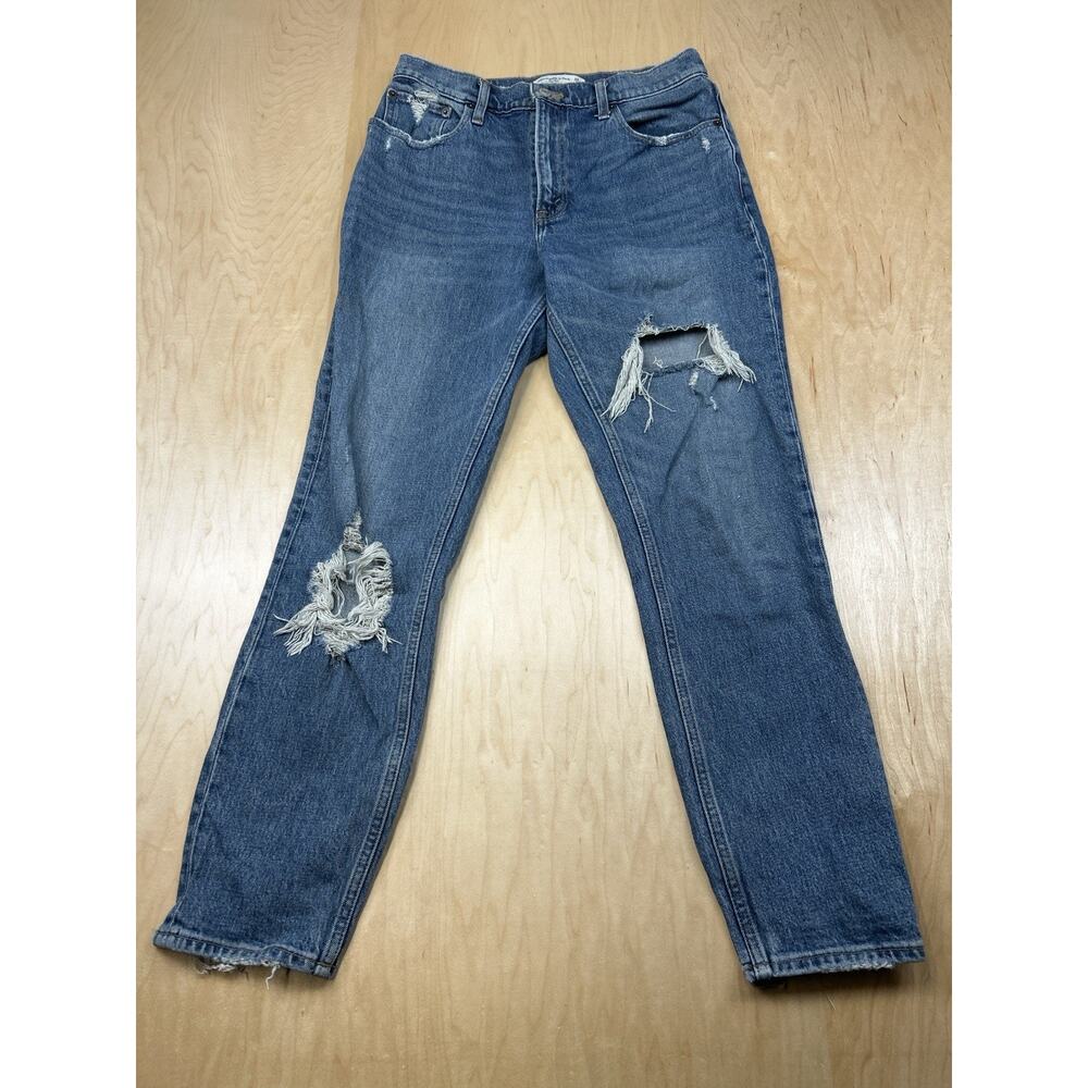 Abercrombie & Fitch High-Rise Distressed Blue Jeans